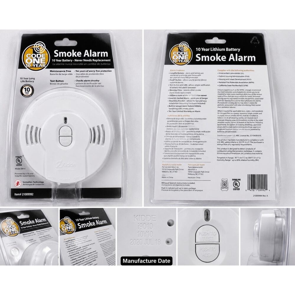 Kidde Code One 10 Year Smoke Alarm i9010 Sealed Lithium Battery NIP